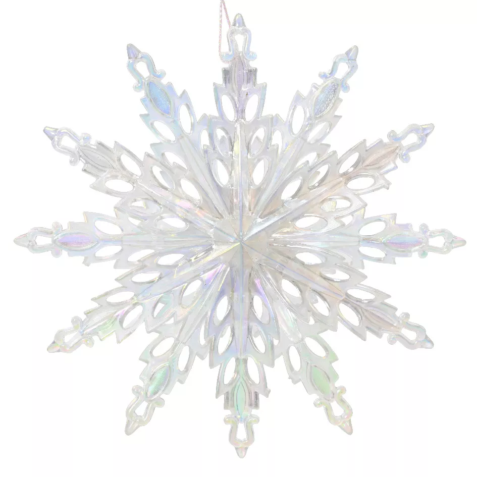 eminza Flocon de neige à suspendre (D14 cm) Ice Transparent irisé