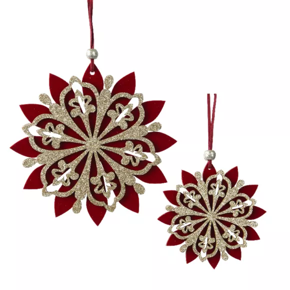 Eminza Flocon De Neige à Suspendre (D15 Cm) Chic Pailleté Bordeaux