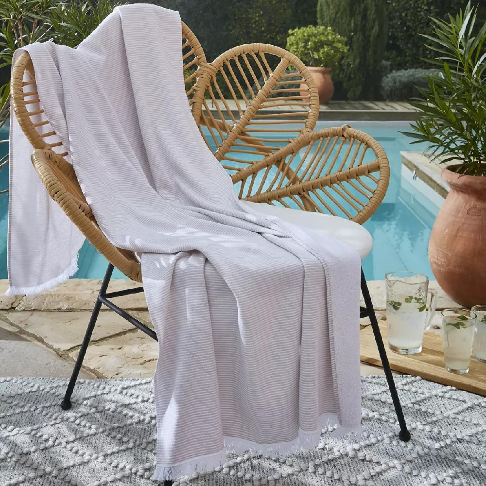 eminza Fouta coton et éponge (95 x 180 cm) Naël Beige sable