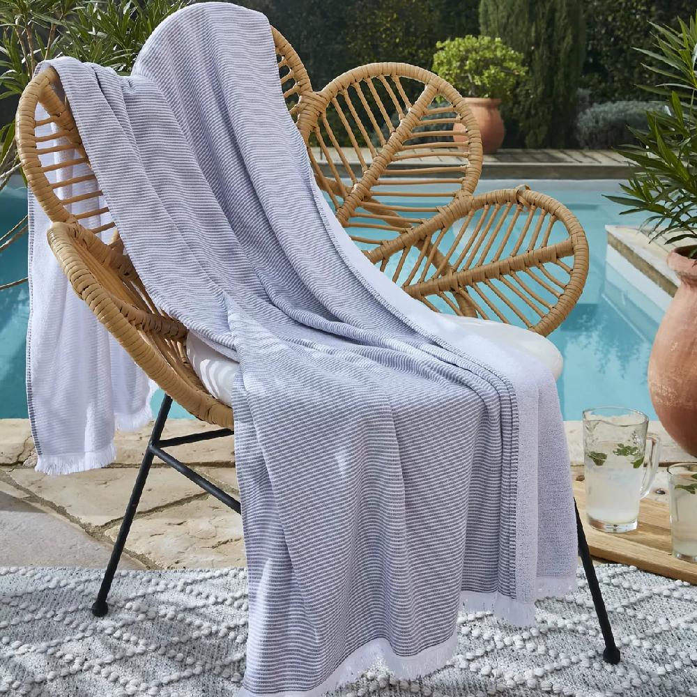 eminza Fouta coton et éponge (95 x 180 cm) Naël Gris galet