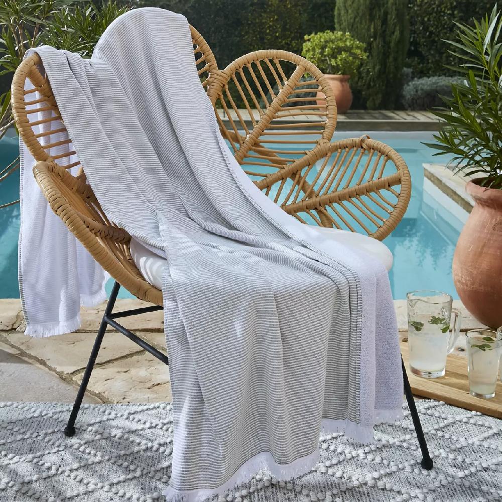 eminza Fouta coton et éponge (95 x 180 cm) Naël Vert nénuphar
