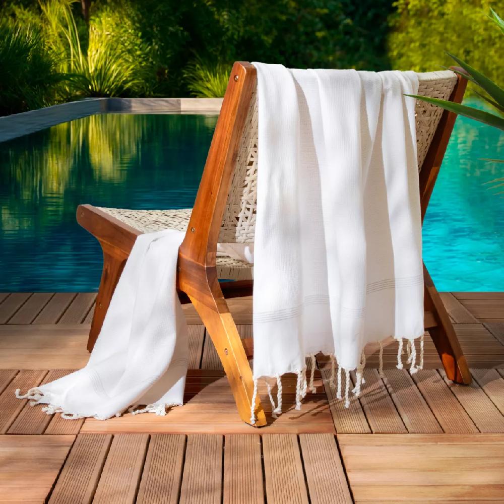 eminza Fouta coton recyclé (100 x 200 cm) Beach Blanche