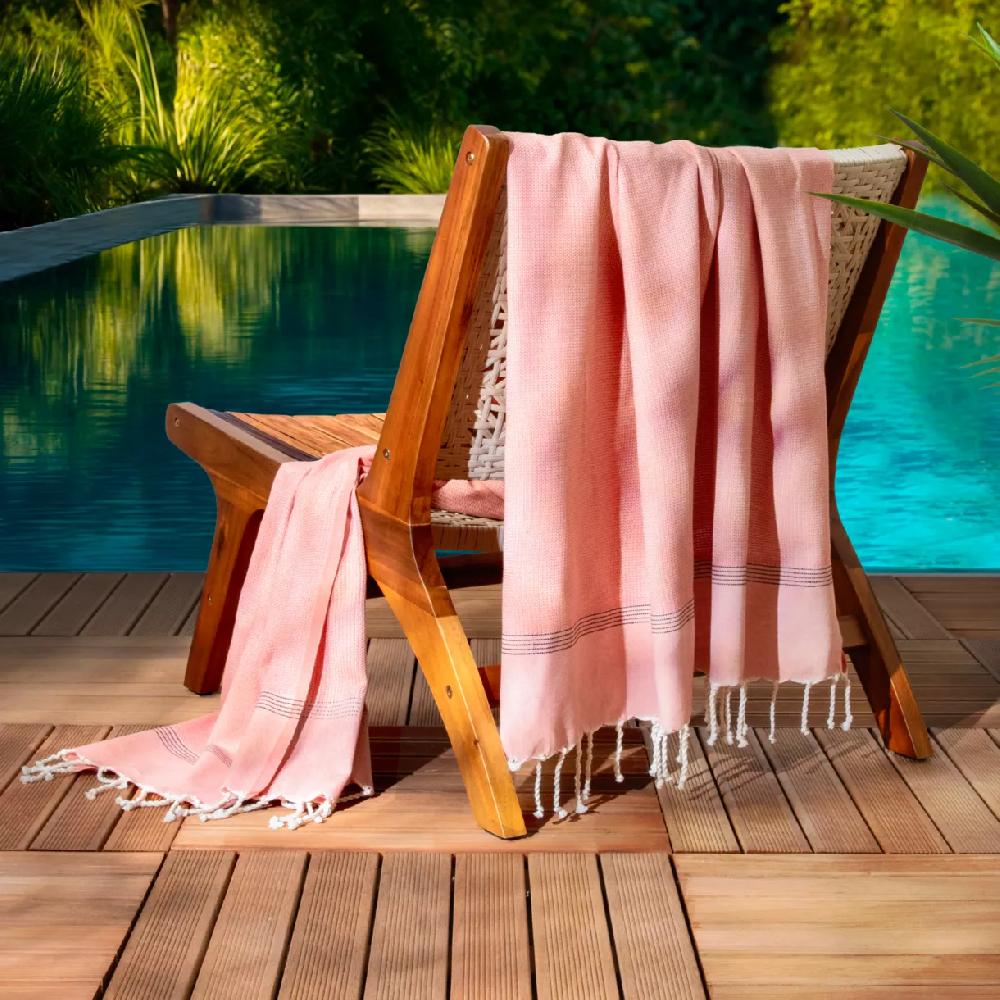 eminza Fouta coton recyclé (100 x 200 cm) Beach Corail