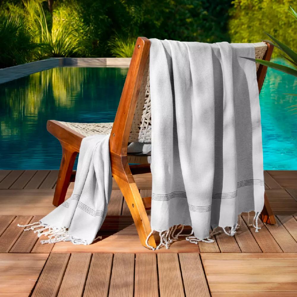 eminza Fouta coton recyclé (100 x 200 cm) Beach Grise