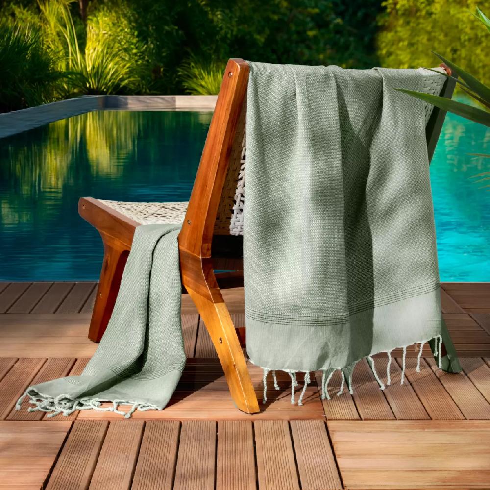 eminza Fouta coton recyclé (100 x 200 cm) Beach Vert kaki