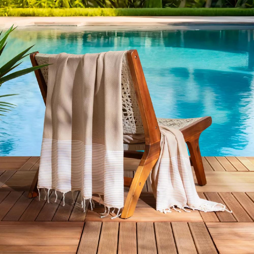 eminza Fouta coton recyclé (100 x 200 cm) Océane Beige