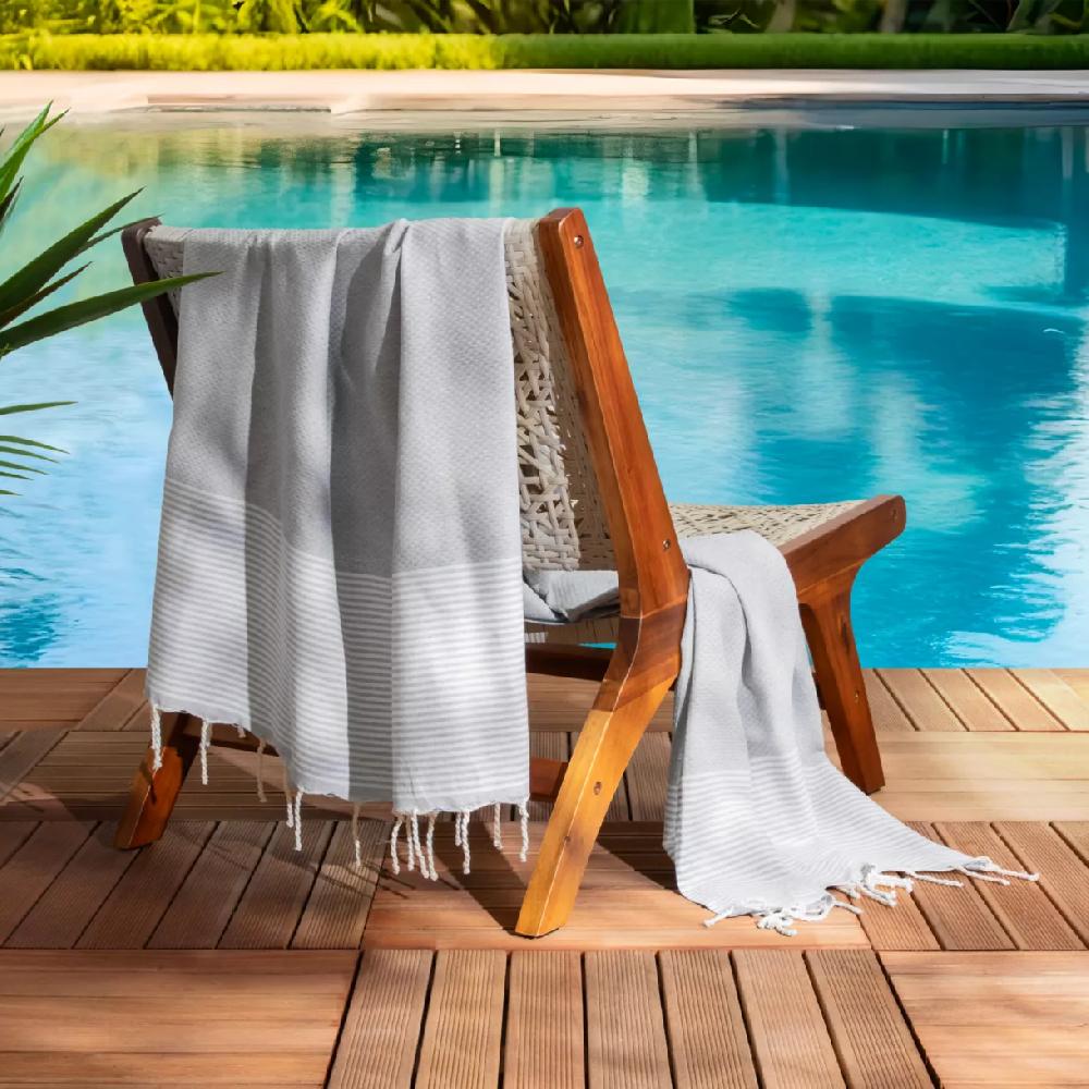eminza Fouta coton recyclé (100 x 200 cm) Océane Grise