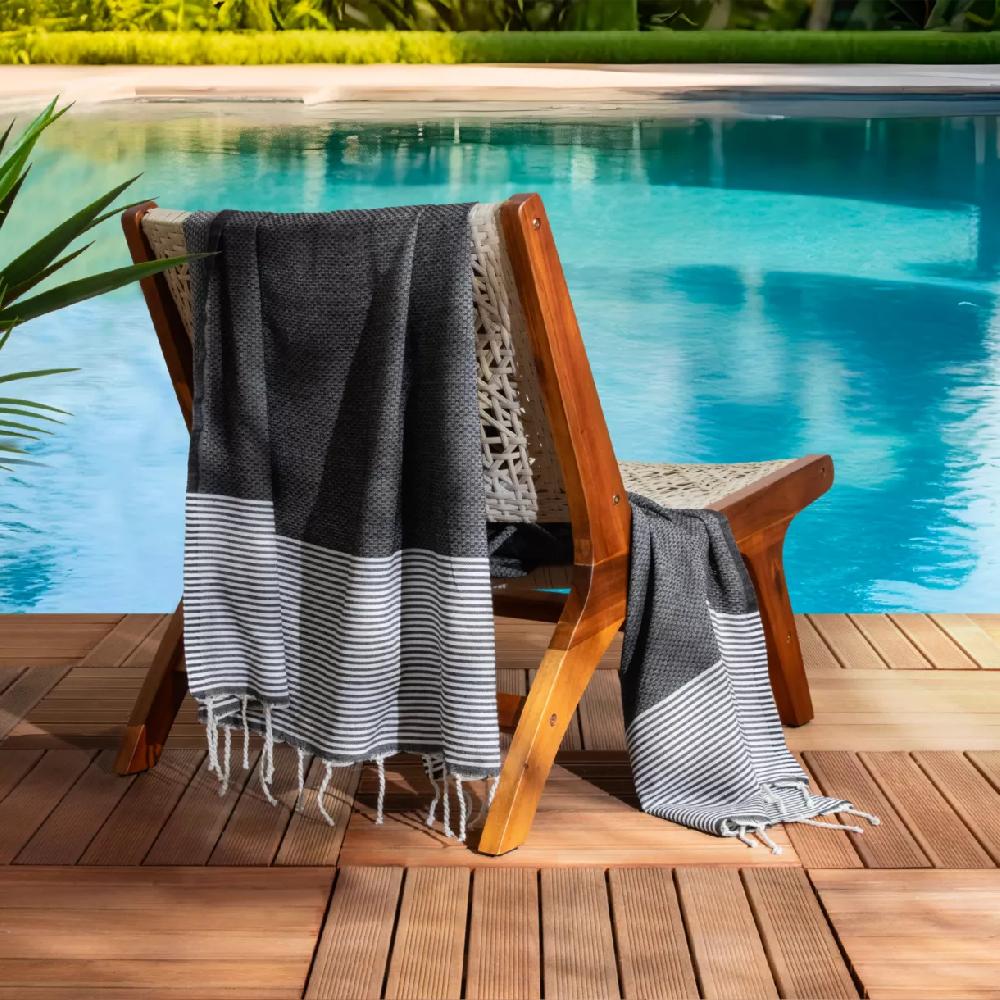 eminza Fouta coton recyclé (100 x 200 cm) Océane Noire