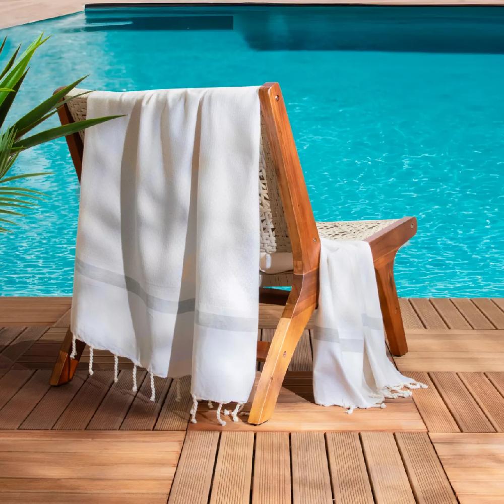 eminza Fouta coton recyclé (100 x 200 cm) Selma Blanche