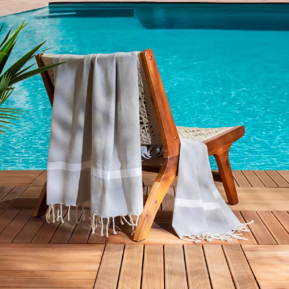 eminza Fouta coton recyclé (100 x 200 cm) Selma Grise