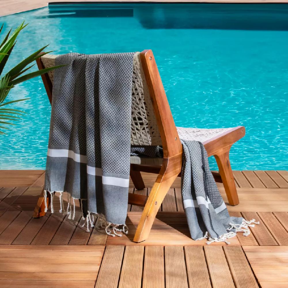 eminza Fouta coton recyclé (100 x 200 cm) Selma Noire