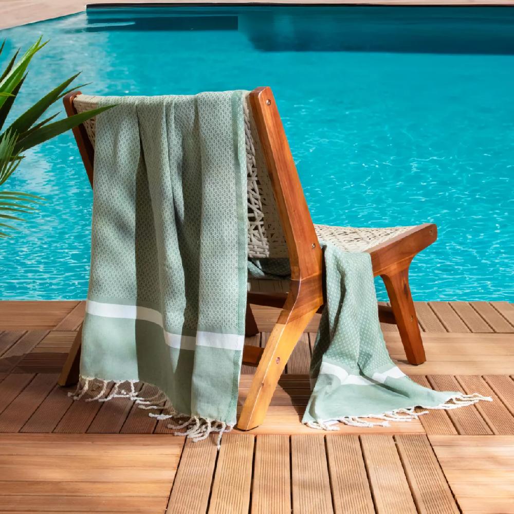 eminza Fouta coton recyclé (100 x 200 cm) Selma Vert kaki