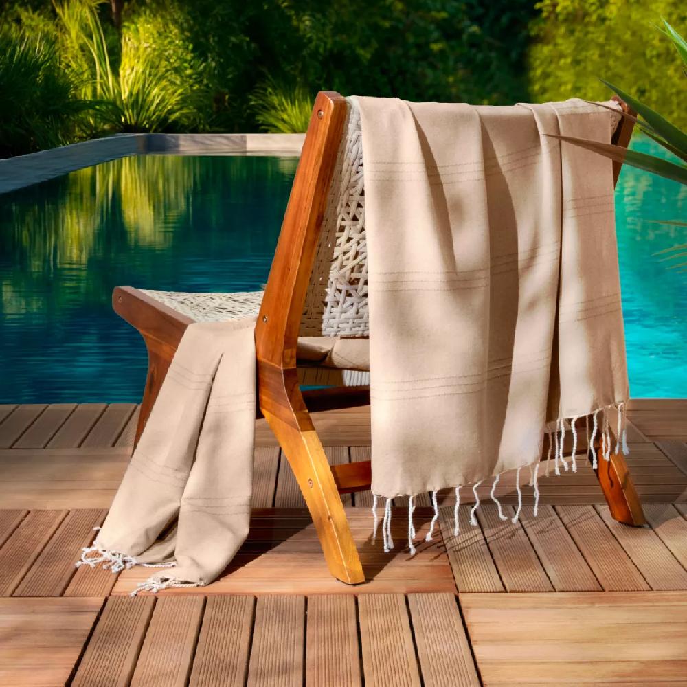 eminza Fouta coton recyclé (100 x 200 cm) Sunshine Beige
