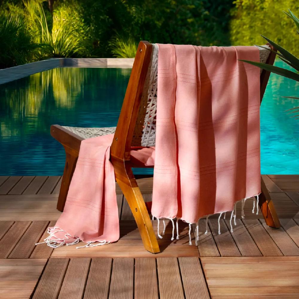 eminza Fouta coton recyclé (100 x 200 cm) Sunshine Corail