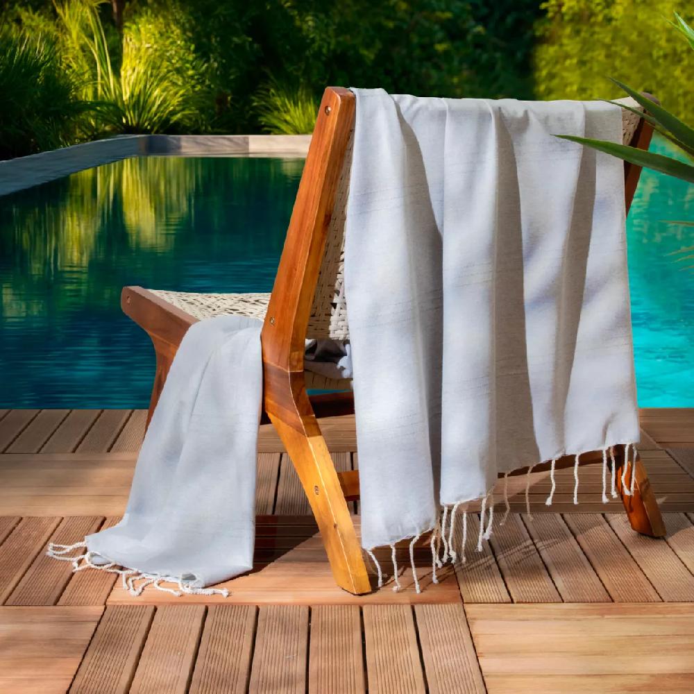 eminza Fouta coton recyclé (100 x 200 cm) Sunshine Grise