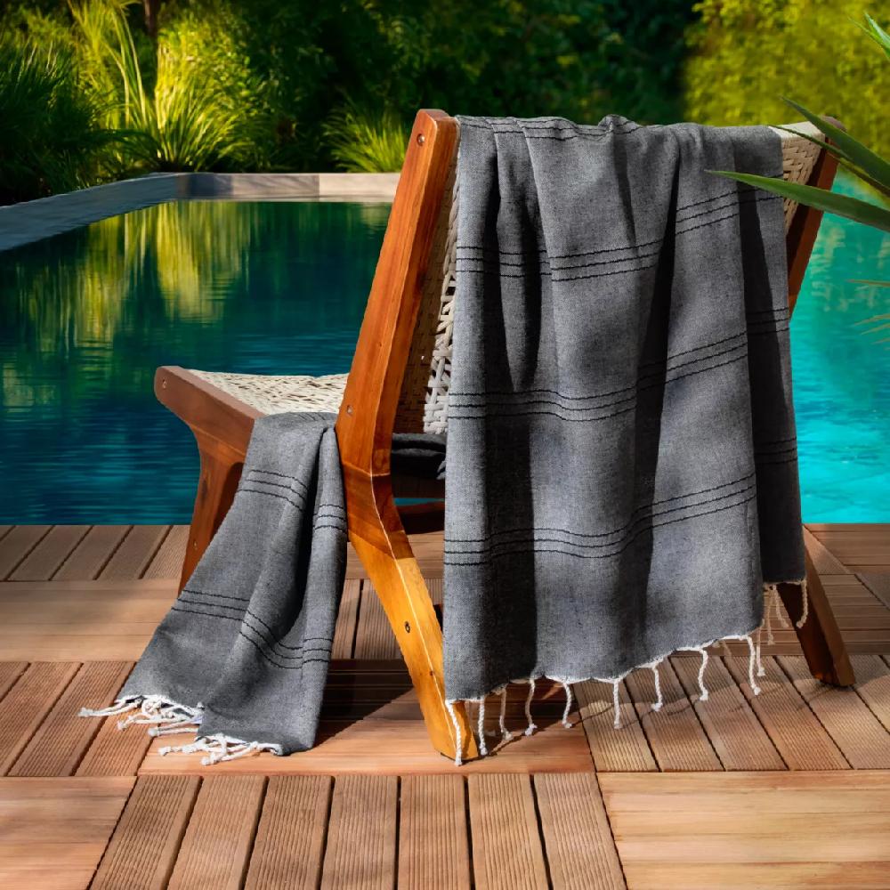 eminza Fouta coton recyclé (100 x 200 cm) Sunshine Noire