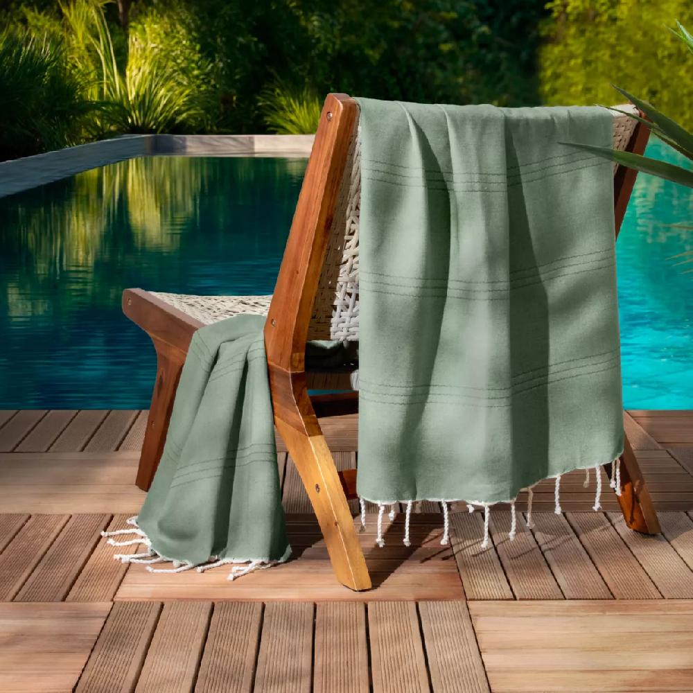 eminza Fouta coton recyclé (100 x 200 cm) Sunshine Vert kaki