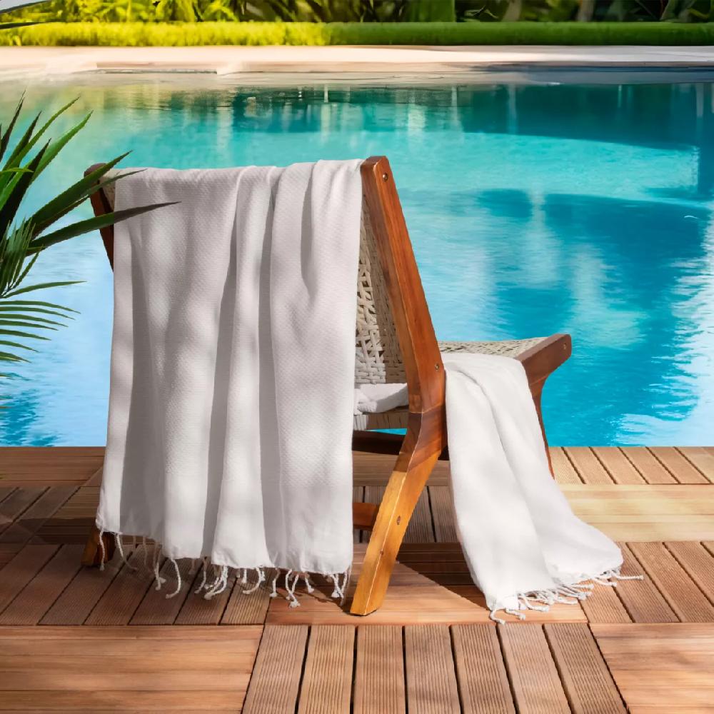 eminza Fouta coton recyclé (200 x 200 cm) Ecume Blanche