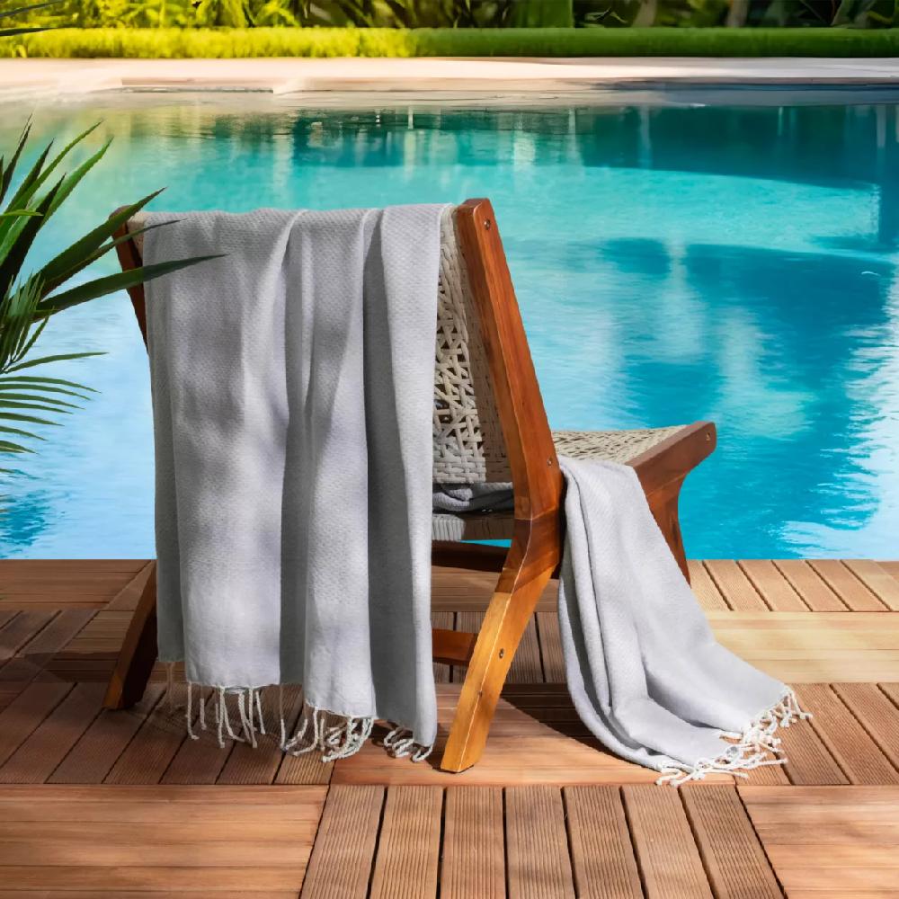 eminza Fouta coton recyclé (200 x 200 cm) Ecume Grise
