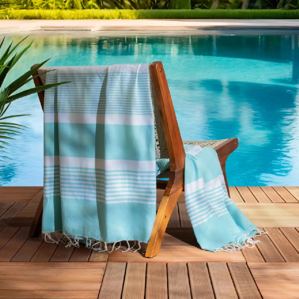 eminza Fouta coton recyclé (200 x 200 cm) Summer Bleu turquoise