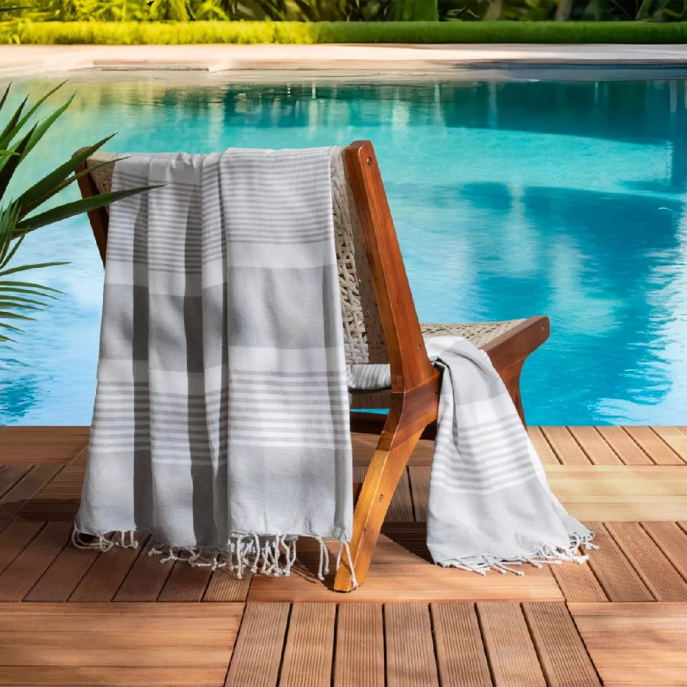 eminza Fouta coton recyclé (200 x 200 cm) Summer Grise