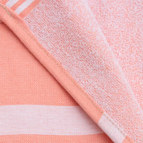 Eminza Fouta Coton Recyclé Doublé éponge (100 X 200 Cm) Coralia Corail