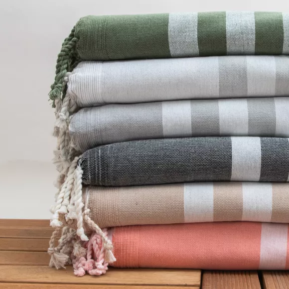 Eminza Fouta Coton Recyclé Doublé éponge (100 X 200 Cm) Coralia Corail