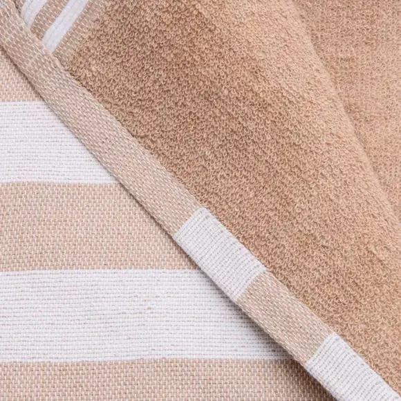 Eminza Fouta Coton Recyclé Doublé éponge (100 X 200 Cm) Coralia Beige