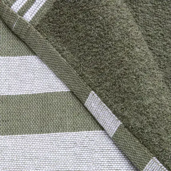Eminza Fouta Coton Recyclé Doublé éponge (100 X 200 Cm) Coralia Vert Kaki