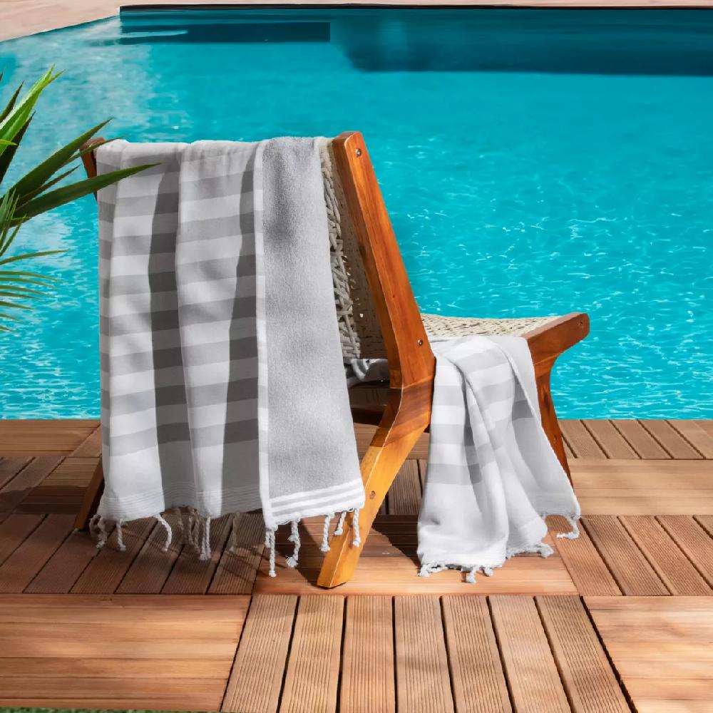 eminza Fouta coton recyclé doublé éponge (100 x 200 cm) Coralia Blanche