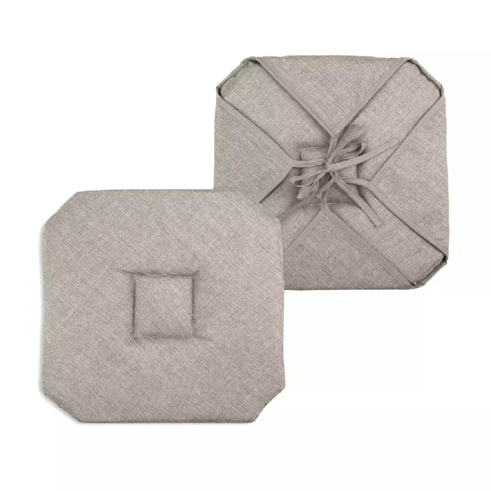 eminza Galette de chaise carrée à rabats (40 x 40 cm) Béa Taupe clair