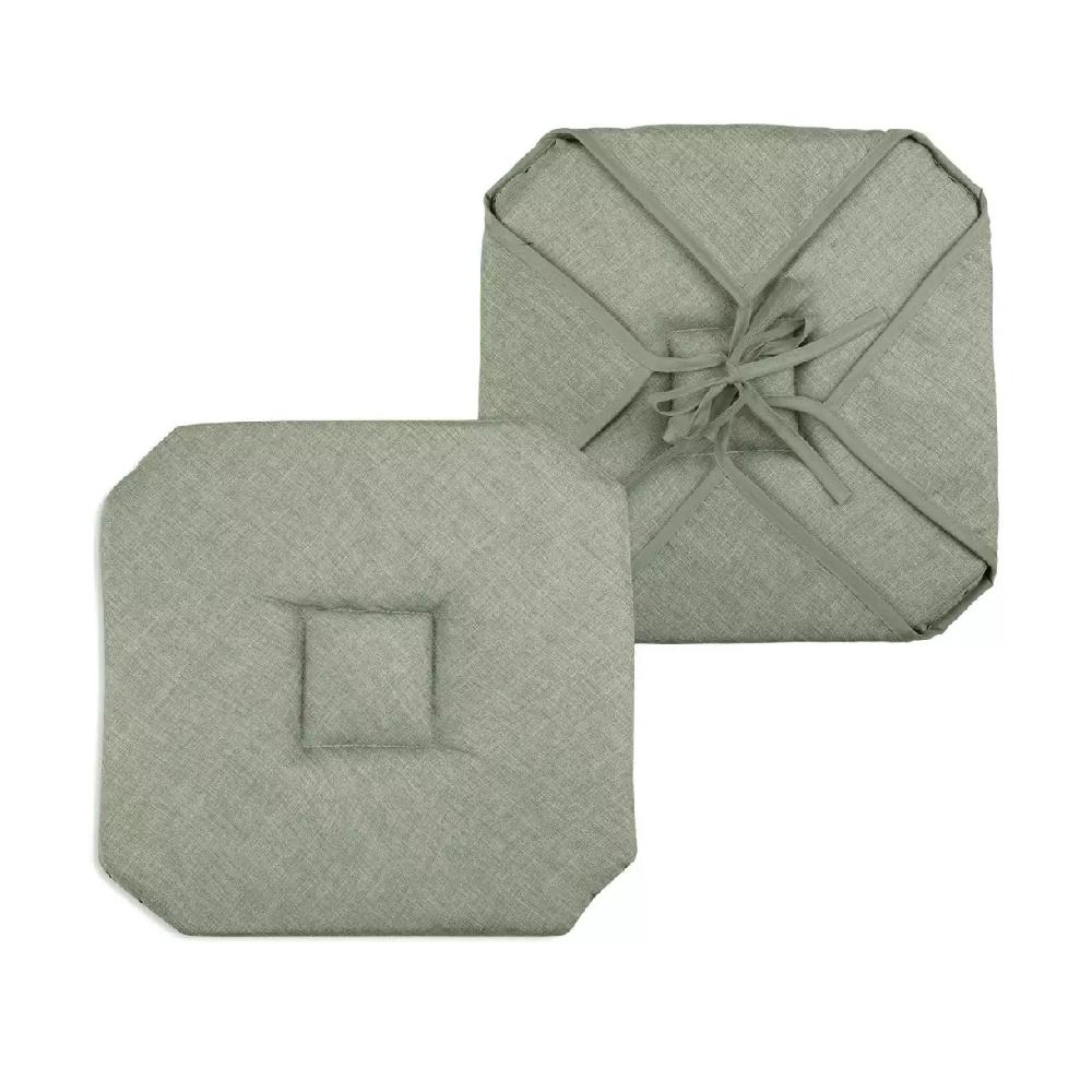 eminza Galette de chaise carrée à rabats (40 x 40 cm) Béa Vert lichen