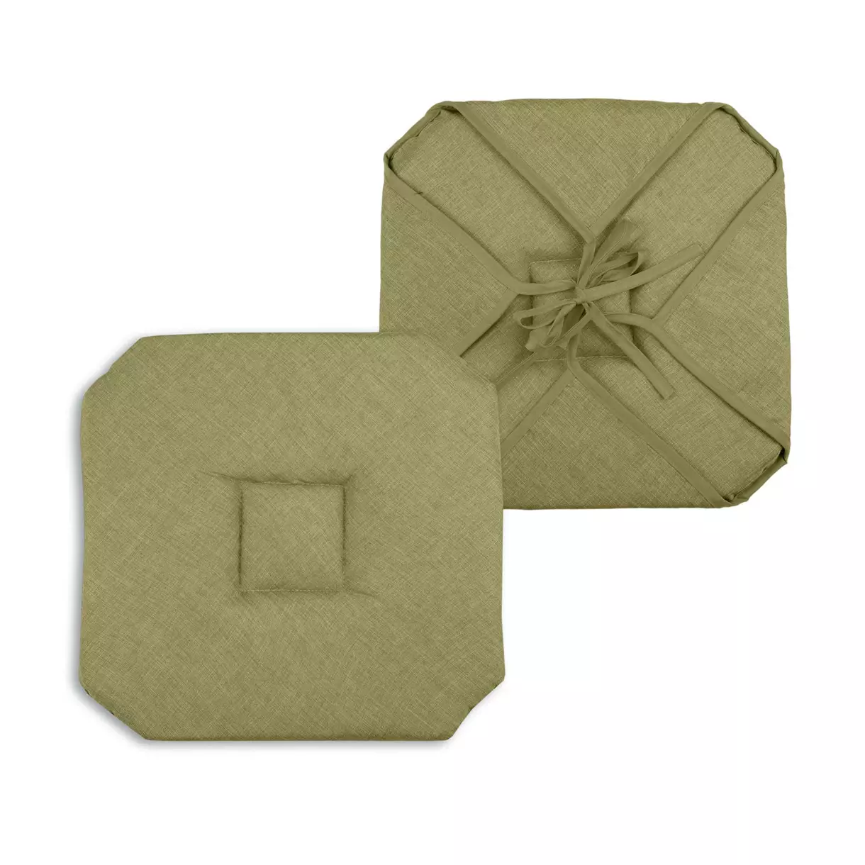 eminza Galette de chaise carrée à rabats (40 x 40 cm) Béa Vert kaki