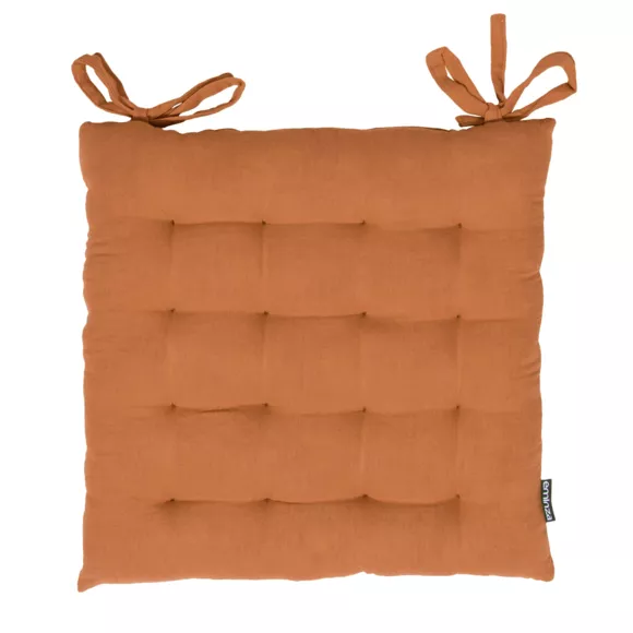 Eminza Galette De Chaise Carrée Gaze De Coton (40 X 40 Cm) Gaïa Abricot