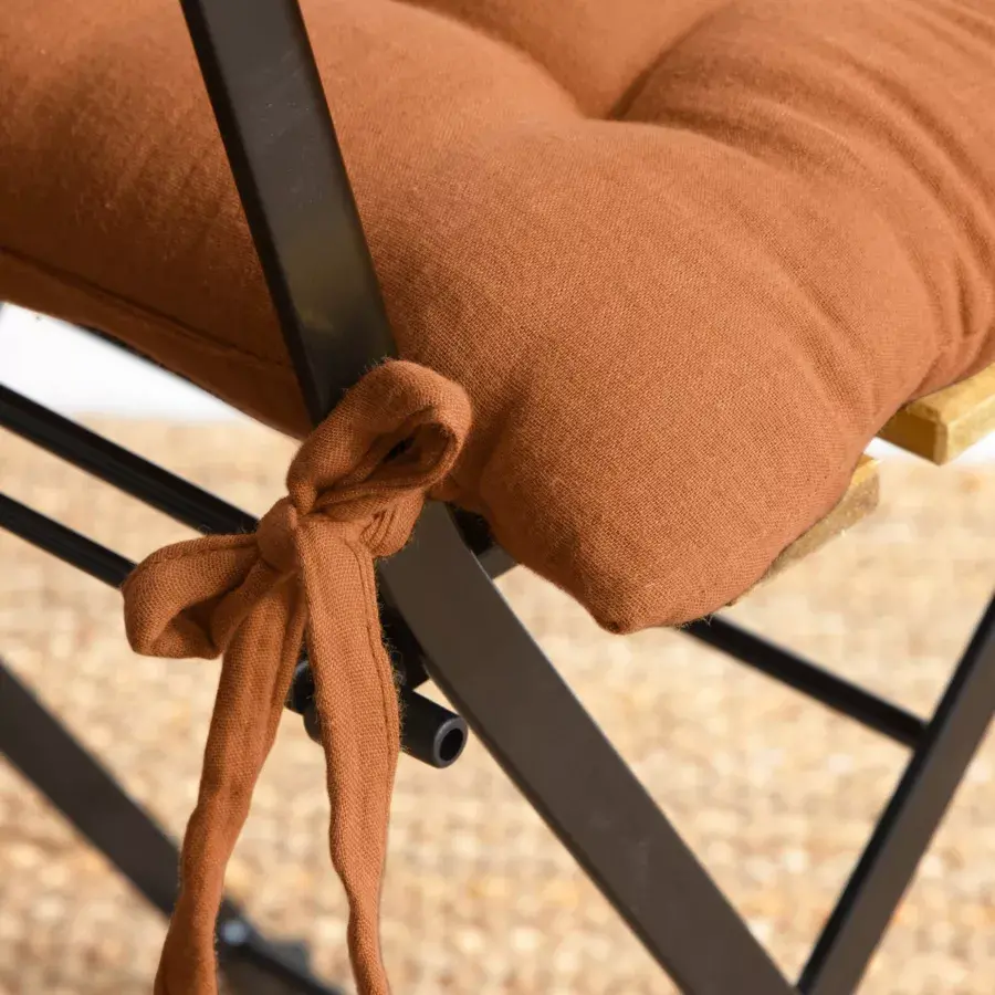 Eminza Galette De Chaise Carrée Gaze De Coton (40 X 40 Cm) Gaïa Abricot