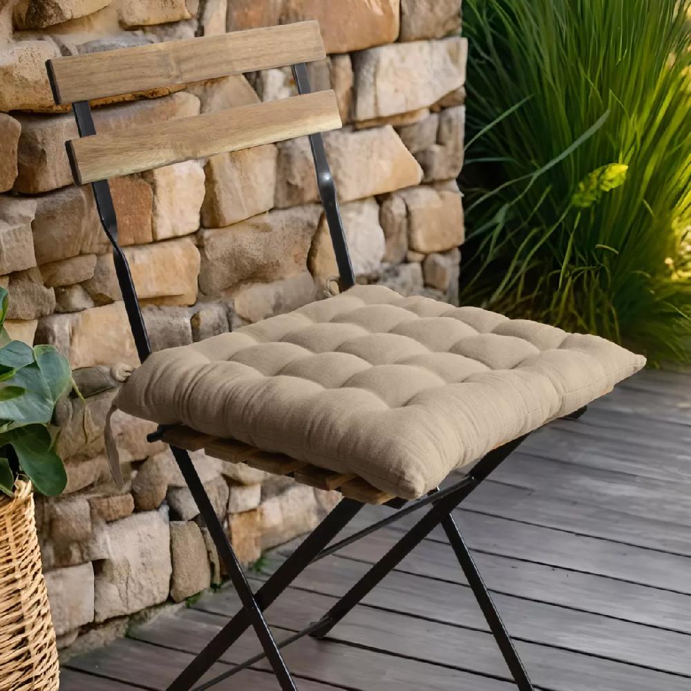 eminza Galette de chaise carrée gaze de coton (40 x 40 cm) Gaïa Ficelle