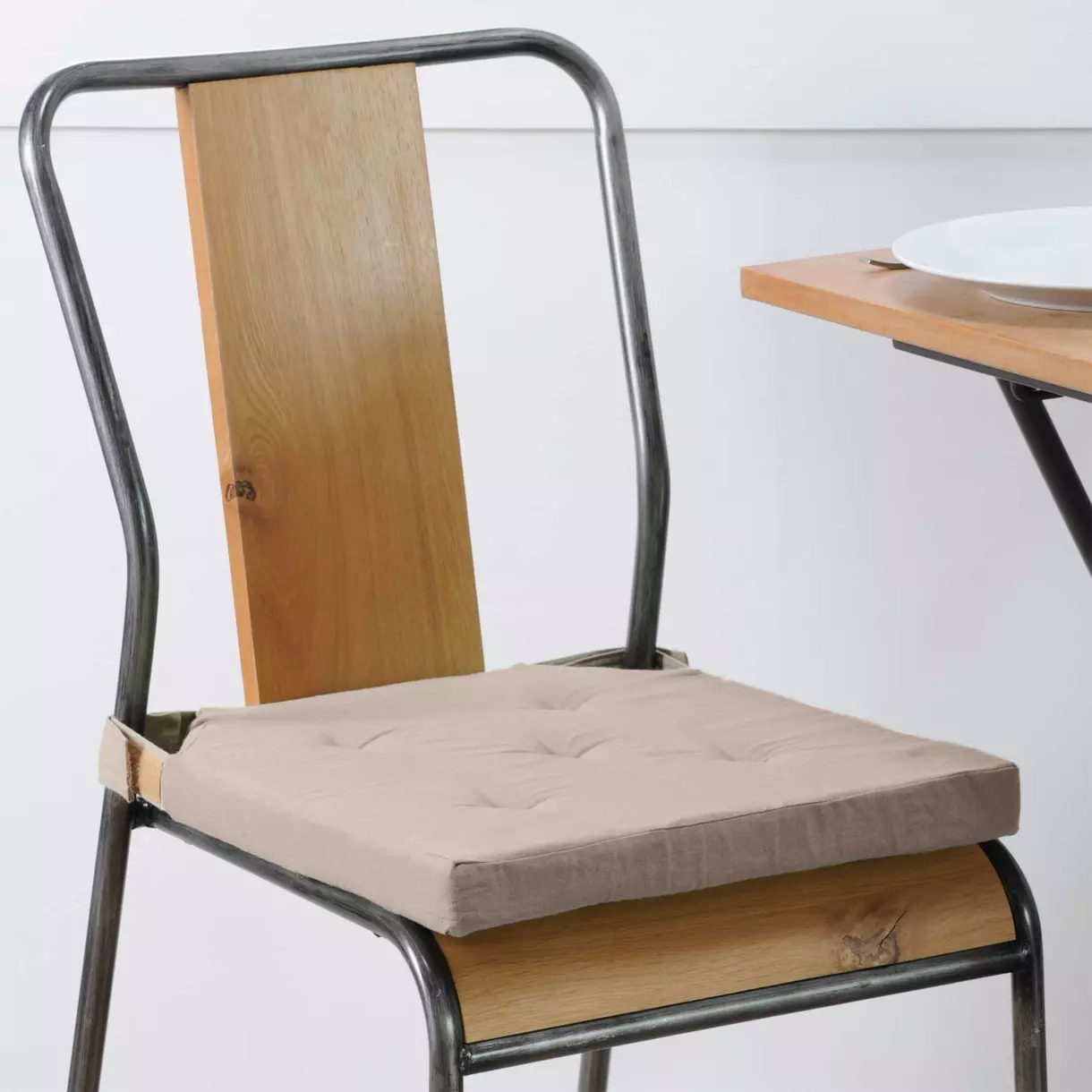 eminza Galette de chaise carrée scratch (40 x 40 cm) Duo Beige