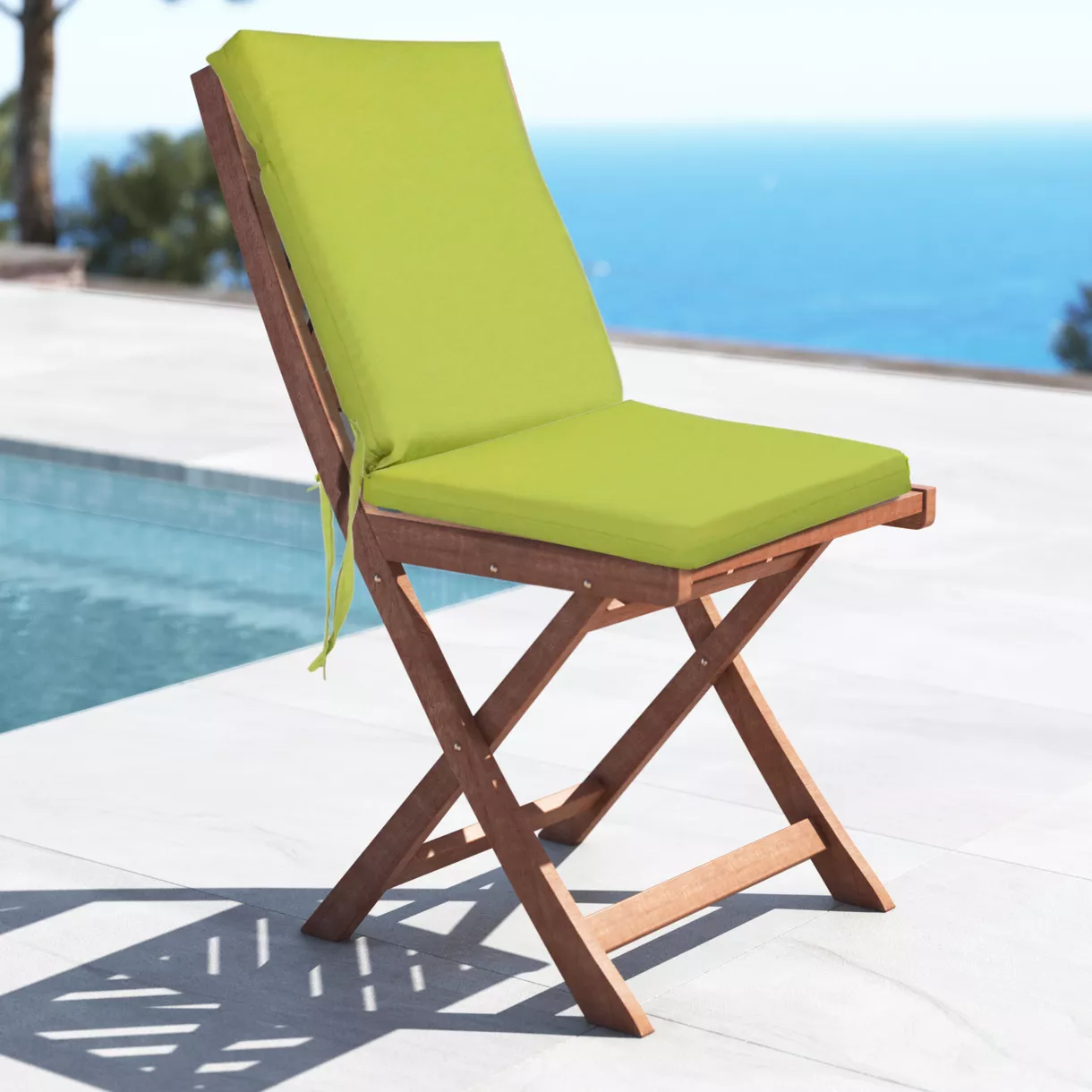 eminza Galette de chaise extérieure avec dossier (90 x 40 cm) Mambo Vert