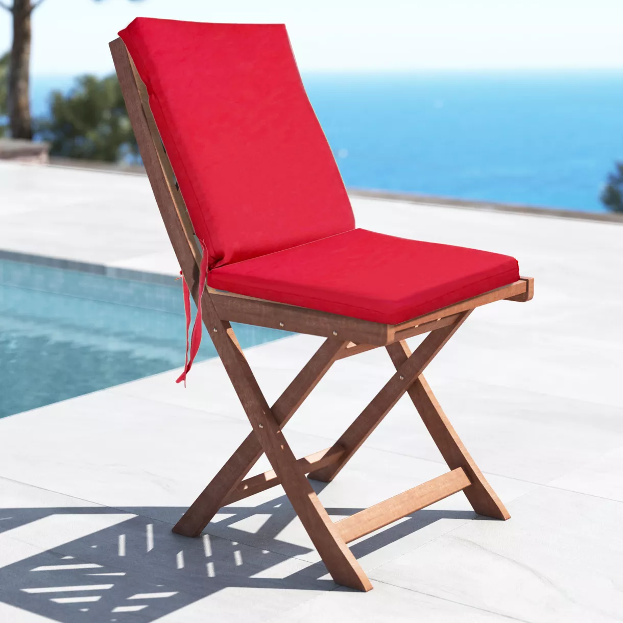 eminza Galette de chaise extérieure avec dossier (90 x 40 cm) Mambo Rouge