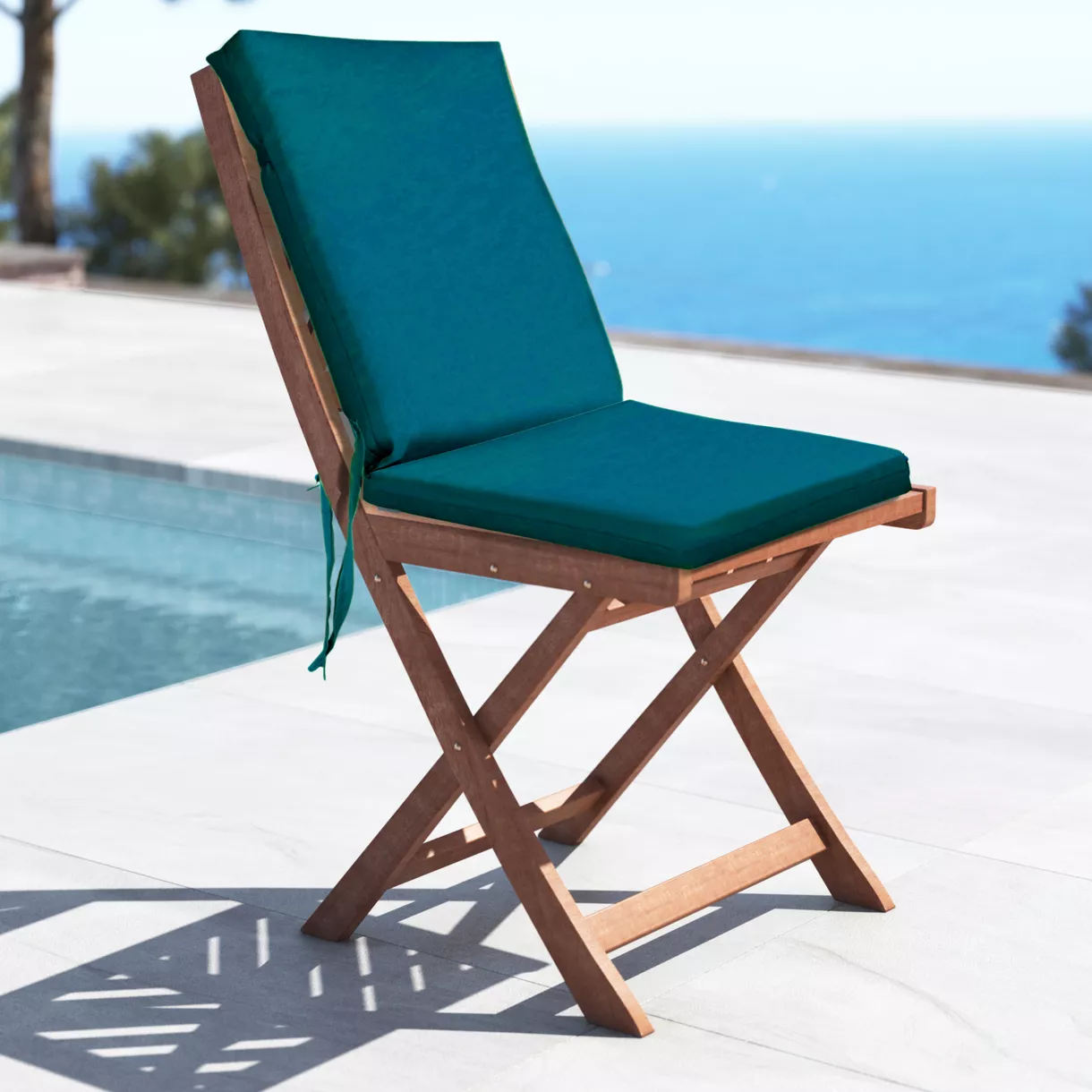eminza Galette de chaise extérieure avec dossier (90 x 40 cm) Mambo Vert canard