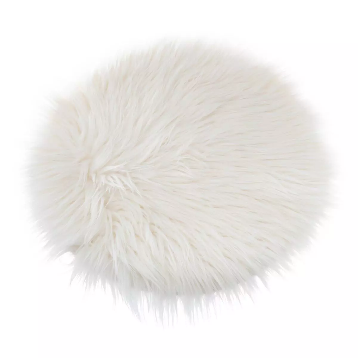eminza Galette de chaise ronde fausse fourrure (32 cm) Oslo Ivoire
