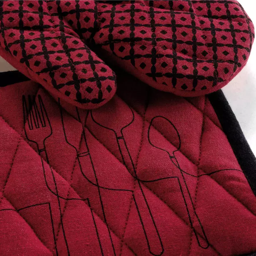 Eminza Gant Et Manique Coton Recyclé Cuisiline Bordeaux