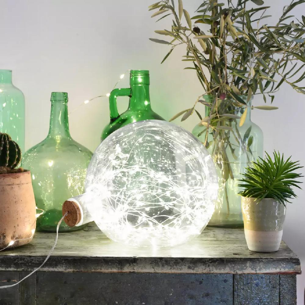 eminza Globe lumineux déco 200 LED (H30 cm) Blanc froid