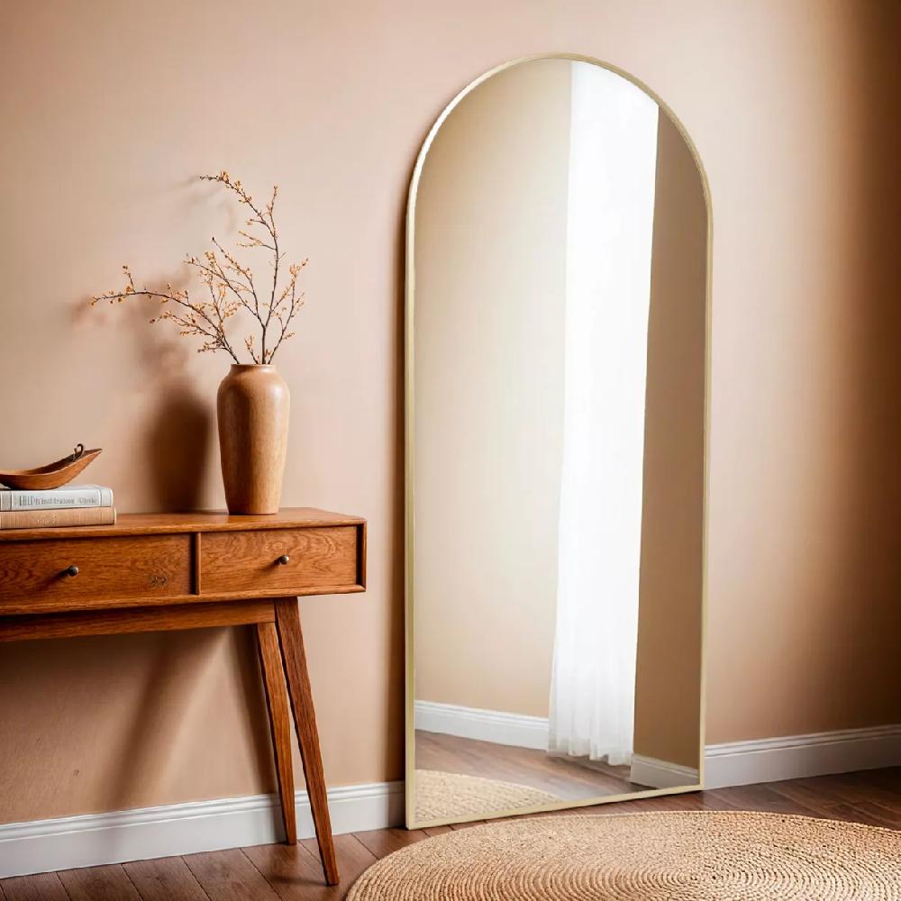 eminza Grand Miroir mural en métal (H180 cm) Dallas Doré
