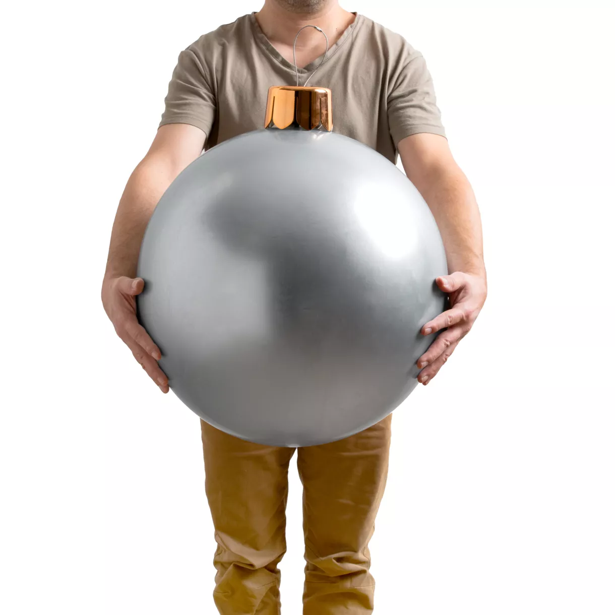 eminza Grande boule de Noël gonflable (D45 cm) Argent