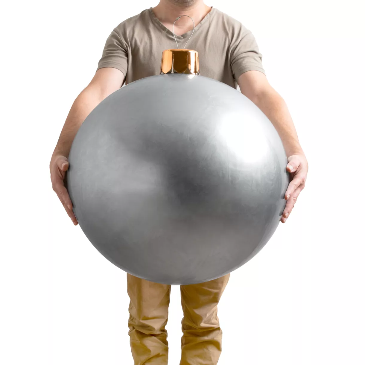 eminza Grande boule de Noël gonflable (D65 cm) Argent