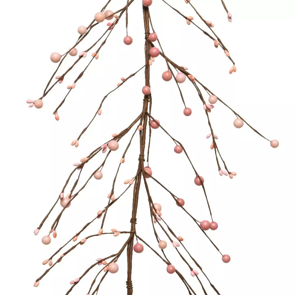 eminza Guirlande de baie et feuille (130 cm) Célya Rose clair