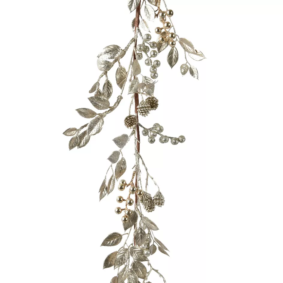 eminza Guirlande de baies et feuilles (130 cm) Splendide Champagne