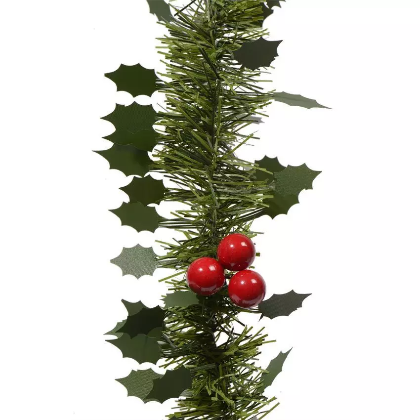 eminza Guirlande de Houx et Baies (270 cm) Vert sapin