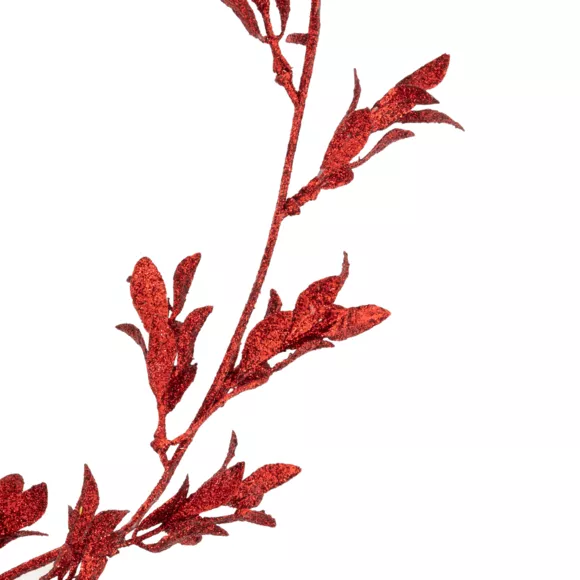 Eminza Guirlande De Noël (180 Cm) Feuilles Pailletées Rouge
